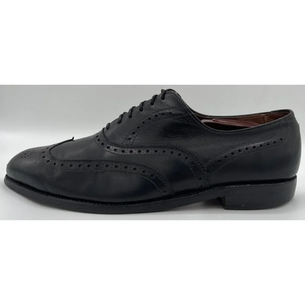 Allen Edmonds Chester Men Size 9.5 D Black Leather Wing Tip Oxford Dress Shoes